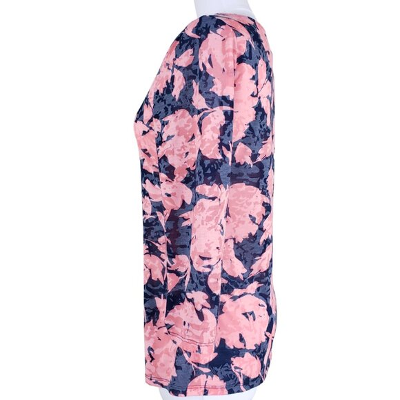 INC International Lightweight Semi Sheer Size L Top Navy Coral Pink, Runs Small - Picture 5 of 8